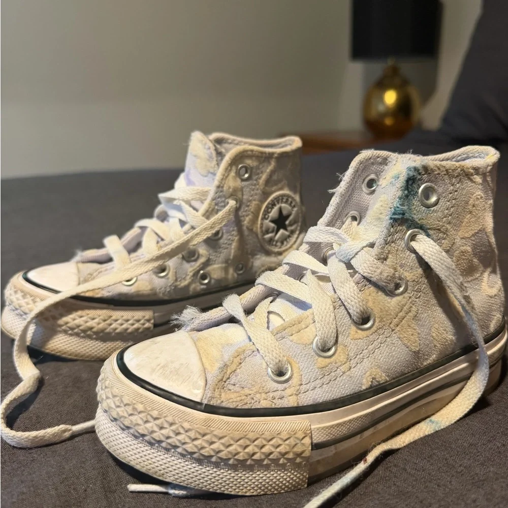 Converse Kids' High-Top Sneakers in Light Purple Butterfly Print